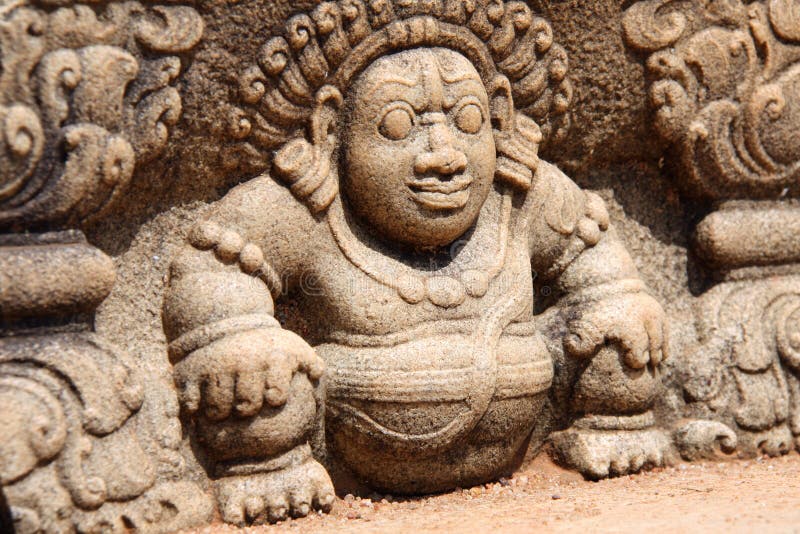 Γλυπτική πετρών Bahirawa των βημάτων moonstone, Anuradhapura, Σρι Λάνκα στοκ φωτογραφία με δικαίωμα ελεύθερης χρήσης